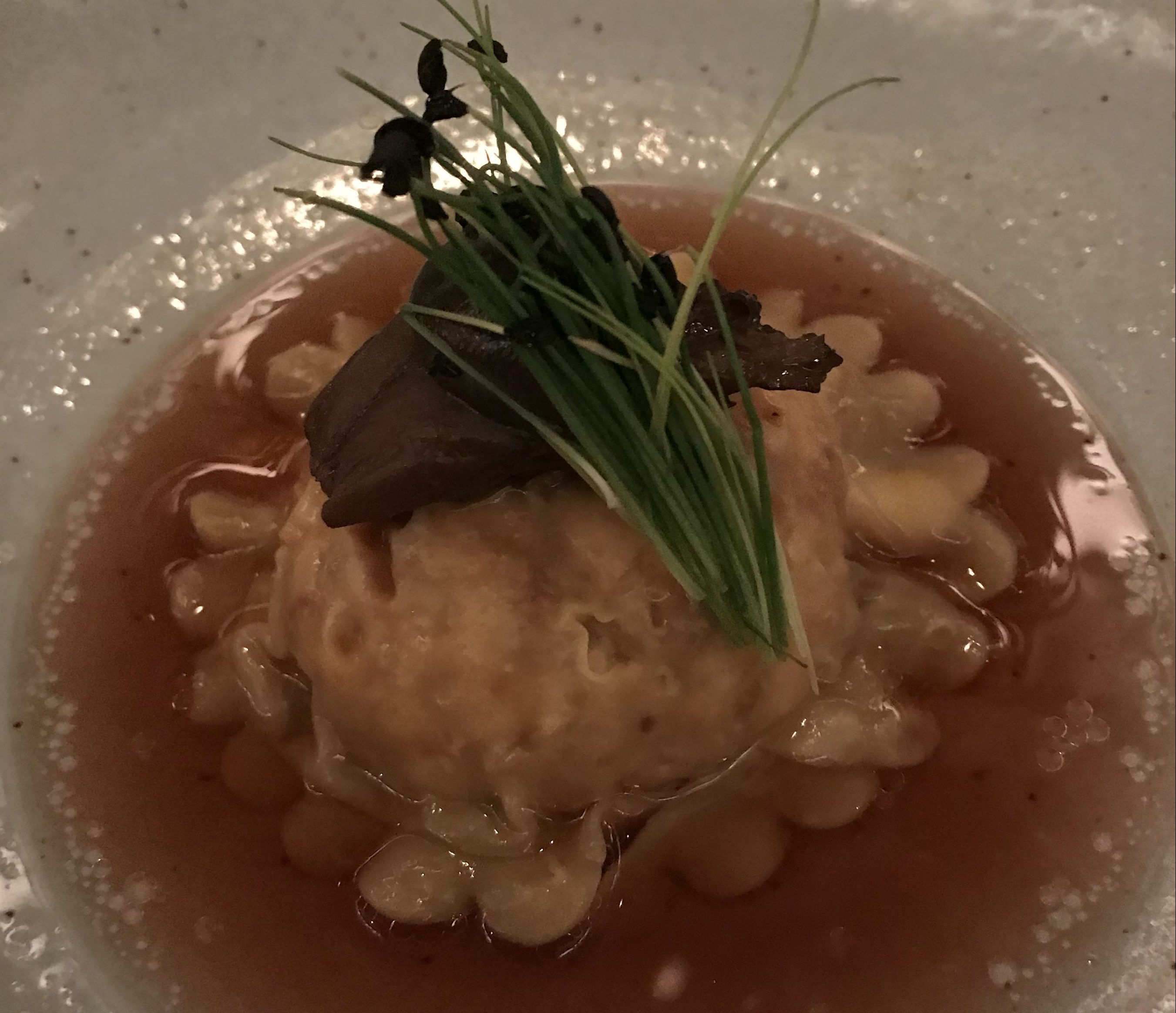 Beef Ravioli Pasta in Truffle Consommé at The Angler